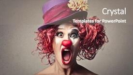  Presentation with clown - Slide deck having ironic - surprised clown background and a gray colored foreground