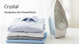  Presentation with ironing - Theme consisting of ironing clothes housework and objects background and a white colored foreground