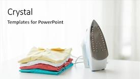  Presentation with ironing - Beautiful presentation theme featuring ironing clothes housework and objects backdrop and a white colored foreground