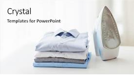  Presentation with ironing - PPT theme featuring ironing clothes housework and objects background and a white colored foreground