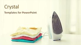  Presentation with clothing wooden clothes hanger object - PPT layouts having ironing clothes housework and objects background and a cream colored foreground