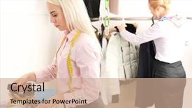  Presentation with dry cleaning - Presentation theme consisting of ironing clothes in dry-cleaning background and a coral colored foreground