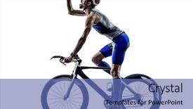  Presentation with ironman - Presentation theme featuring ironman - man triathlon iron man athlete background and a ocean colored foreground