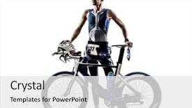  Presentation with triathlon - Audience pleasing presentation design consisting of ironman - man triathlon iron man athlete backdrop and a white colored foreground