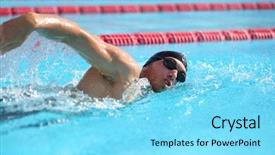  Presentation with professional training - Audience pleasing presentation theme consisting of ironman - swim athlete swimmer man training backdrop and a arctic colored foreground