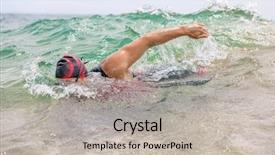  Presentation with water wave - PPT layouts enhanced with ironman - swimmer swimming crawl freestyle background and a light gray colored foreground