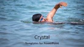  Presentation with ironman - Audience pleasing slides consisting of ironman - triathlete man swimming freestyle crawl backdrop and a light blue colored foreground