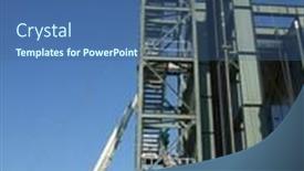  Presentation with industrial - Colorful presentation theme enhanced with ironworkers-put-finishing-touches backdrop and a ocean colored foreground