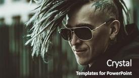  Presentation with punk - Amazing slide deck having iroquis - portrait of a punk man backdrop and a dark gray colored foreground