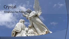  Presentation with blue sky - Beautiful PPT theme featuring crist - angel and christ blue sky backdrop and a  colored foreground