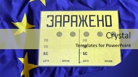  Presentation with radioactive - Presentation theme having radioactive material - eu flag and contaminated ru background and a blonde colored foreground