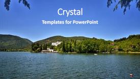  Presentation with name - Theme consisting of irregularity - lake piediluco located in umbria background and a teal colored foreground