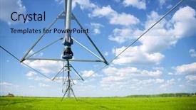  Presentation with sprinkler system - Beautiful slide deck featuring irrigated with a center pivot backdrop and a light blue colored foreground