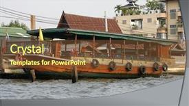  Presentation with boat - Colorful slides enhanced with irrigation canal - ferry boat moored backdrop and a  colored foreground