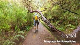  Presentation with hike forest - Audience pleasing slide deck consisting of irrigation canal - hike in madeira backdrop and a  colored foreground