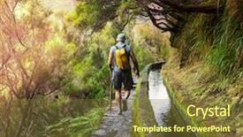  Presentation with canal irrigation - Presentation design enhanced with irrigation canal - hike in madeira background and a tawny brown colored foreground