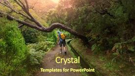  Presentation with hike forest - Slide set with irrigation canal - hike in madeira background and a tawny brown colored foreground