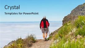  Presentation with hike forest - Colorful slide deck enhanced with irrigation canal - hike in madeira backdrop and a light blue colored foreground