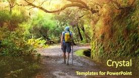  Presentation with hike forest - Slide set enhanced with irrigation canal - hike in madeira background and a tawny brown colored foreground