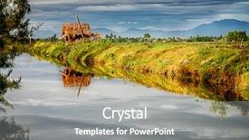  Presentation with canal irrigation - PPT layouts having irrigation canal system in rice background and a gray colored foreground