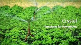  Presentation with irrigation - Colorful slides enhanced with irrigation des champs - sprinklers watering a potato field backdrop and a  colored foreground