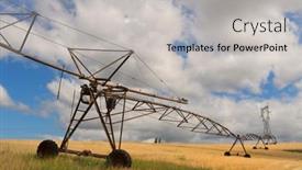  Presentation with irrigation - Presentation design having irrigation-equipment-in-the-agricultural background and a light gray colored foreground