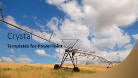  Presentation with agricultural - Beautiful PPT layouts featuring irrigation-equipment-in-the-agricultural backdrop and a teal colored foreground