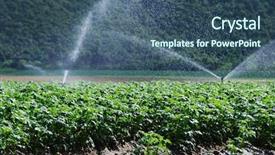  Presentation with water irrigation - Beautiful presentation theme featuring irrigation in a potato field backdrop and a ocean colored foreground