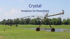  Presentation with irrigation - PPT theme enhanced with irrigation system on field background and a sky blue colored foreground