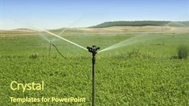  Presentation with water irrigation - Cool new presentation with irrigation vegetables field with turning backdrop and a tawny brown colored foreground