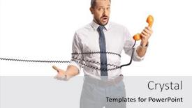 Presentation with cable - Presentation theme with irritated-man-tangled and a light gray colored foreground