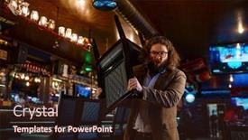  Presentation with bar - Presentation featuring irritated-man-with-chair background and a wine colored foreground