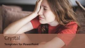  Presentation with teenage depression - Presentation theme having irritated-teenage-girl-sitting background and a coral colored foreground