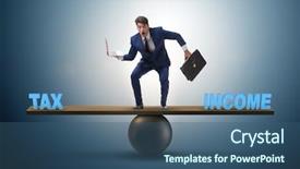  Presentation with irs - Cool new slide deck with irs - businessman balancing between income backdrop and a ocean colored foreground