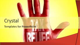  Presentation with tax - Slide deck enhanced with irs - tax relief written on hand background and a white colored foreground