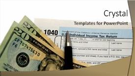  Presentation with tax audit - Colorful theme enhanced with irs audit - money and tax form isolated backdrop and a  colored foreground