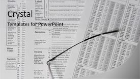  Presentation with tax audit - Presentation theme with irs audit - tax forms background and a  colored foreground