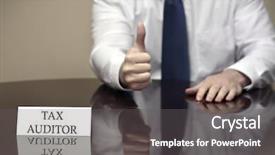  Presentation with tax audit - Amazing PPT theme having irs tax auditor business card backdrop and a gray colored foreground