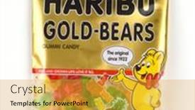  Presentation with gummy candy - Slide deck consisting of irvine-california-january-5-2018 background and a gold colored foreground