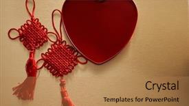  Presentation with handicraft - Presentation theme featuring is a decorative handicraft art background and a coral colored foreground