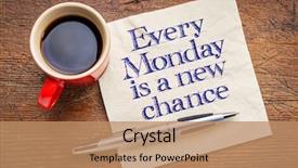  Presentation with napkin - Beautiful slide set featuring is a new chance - motivation backdrop and a coral colored foreground