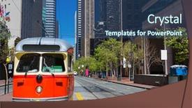  Presentation with vintage car - Presentation theme enhanced with is a vintage heritage streetcar background and a ocean colored foreground