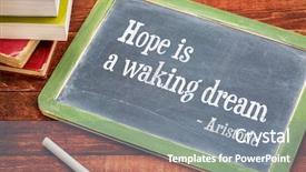  Presentation with rustic blackboard - Presentation theme featuring is a waking dream - aristotle background and a gray colored foreground