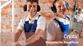  Presentation with construction site construction - PPT layouts enhanced with is carrying an air hammer background and a  colored foreground