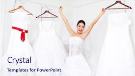  Presentation with wedding - Presentation theme featuring is choosing a wedding dress background and a sky blue colored foreground