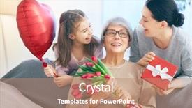 Presentation with grandma - PPT layouts consisting of is congratulating mom and granny background and a coral colored foreground