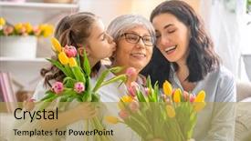  Presentation with mom daughter - PPT layouts enhanced with is congratulating mom and granny background and a yellow colored foreground