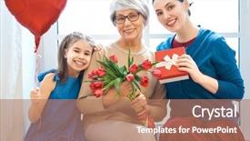  Presentation with mother child - Colorful PPT layouts enhanced with is congratulating mom and granny backdrop and a coral colored foreground