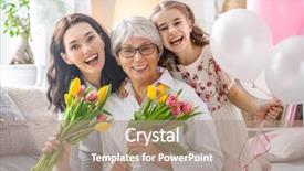  Presentation with mother child - Presentation theme featuring is congratulating mom and granny background and a coral colored foreground