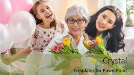  Presentation with mother child - Beautiful PPT theme featuring is congratulating mom and granny backdrop and a yellow colored foreground